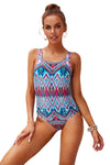 Floral Print Criss Cross U-neck One-piece Swimsuit