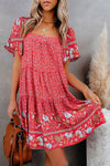 Flutter Sleeve Floral Tiered Babydoll Dress