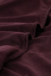 Wine Red V Neck Lantern Sleeve Swiss Dot Plus Size Blouse