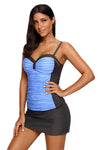 Rosy Grey Ruched Tankini and Skirted Swimsuit
