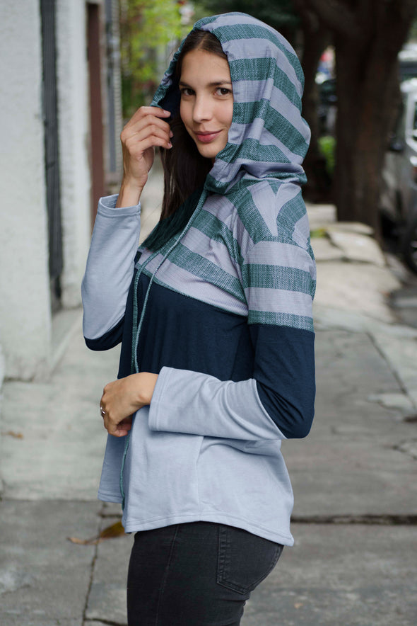 Color Block Drawstring Hoodie