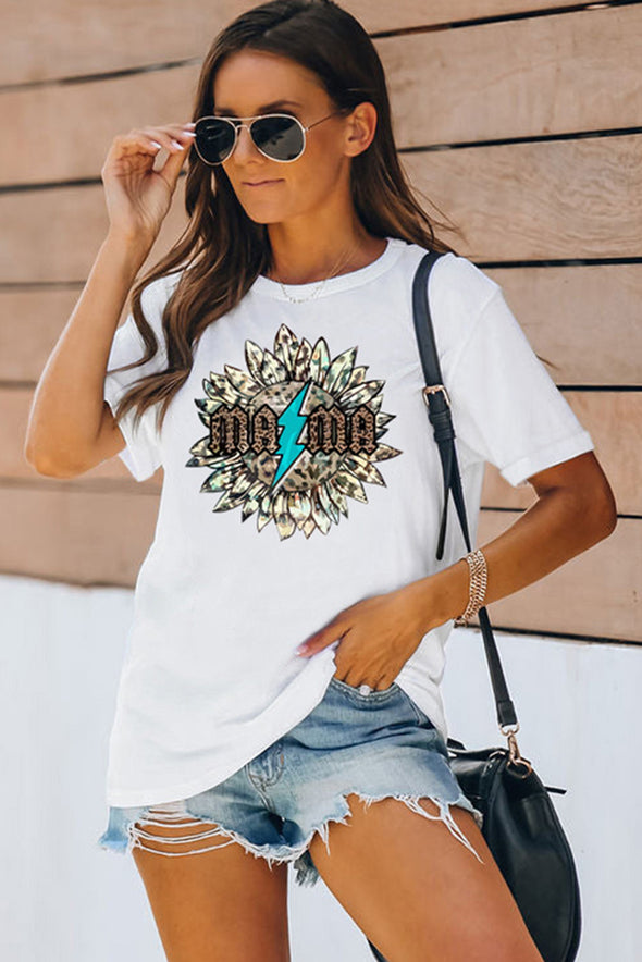 Letter Heart-shaped Rugby Graphic Print Short Sleeve T-shirt