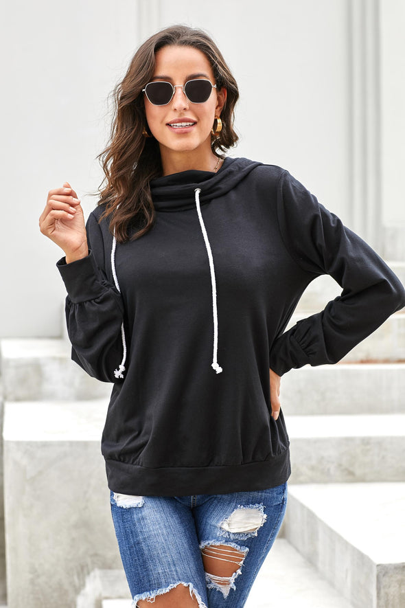 Long Sleeve Hoodie with Rope Drawstring