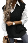 Wine Sleeveless Cable Knitted Sweater Tank