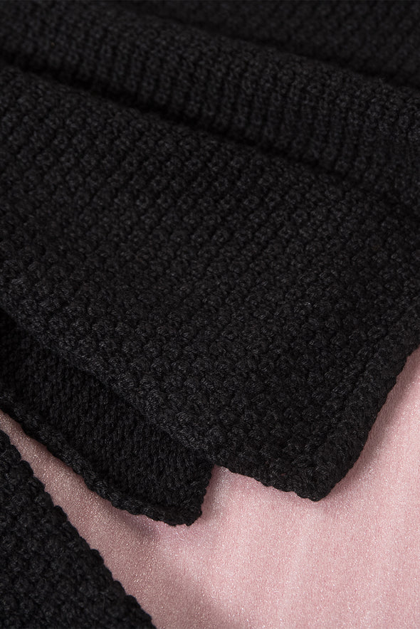 Henley Pullover Drop Shoulder Sweater with Slits