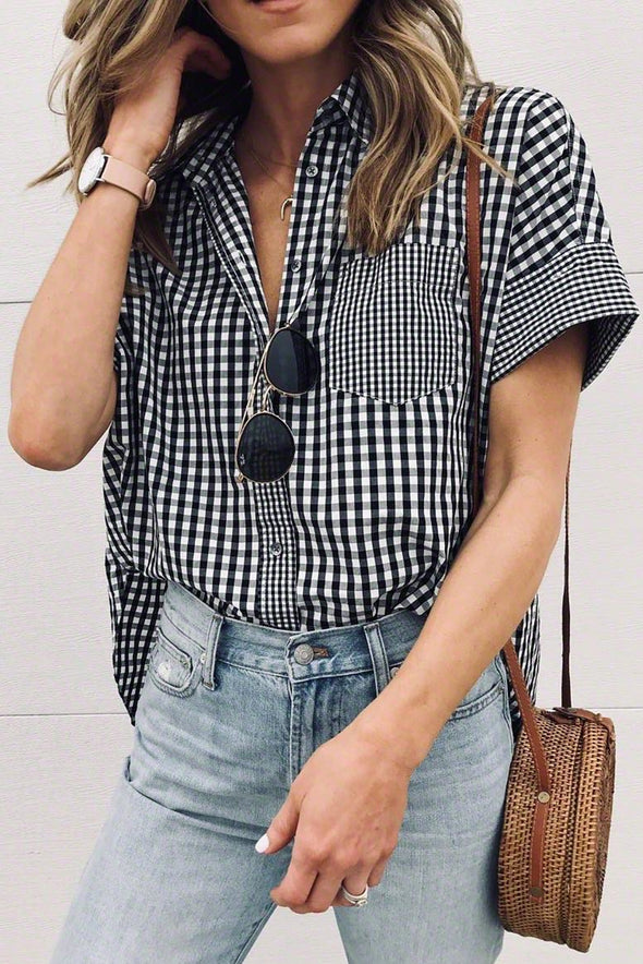 Gingham Play Button Down Shirt