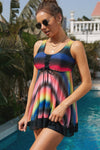 Multicolor Tie Dye Ombre Swimdress Tankini Set