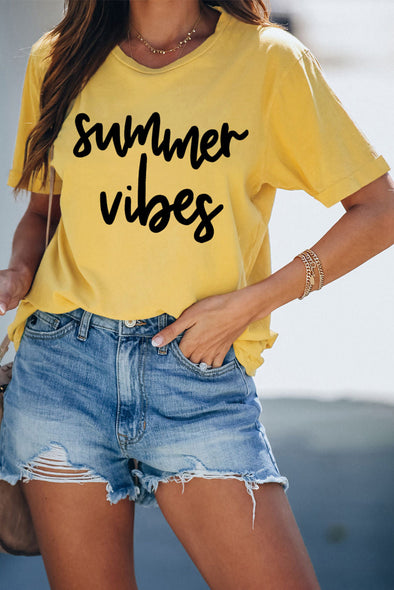 Summer Vibes Print Loose T Shirt