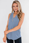 Just Say The Word 3 Button Tank Top