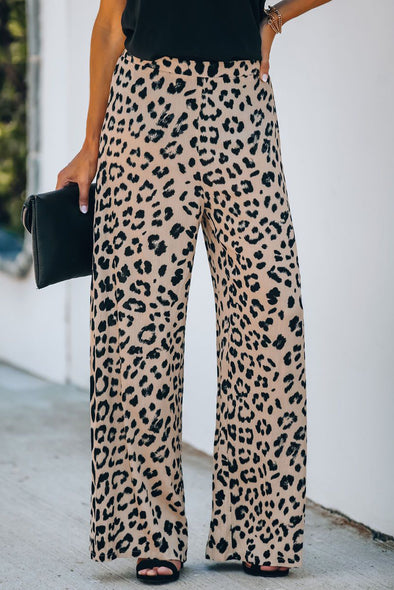 Print High Rise Wide Leg Pants