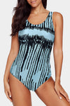 Floral Print Criss Cross U-neck One-piece Swimsuit