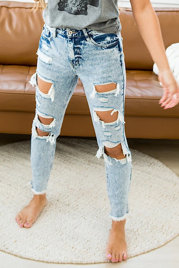 Wash Ripped Slim-fit Jeans