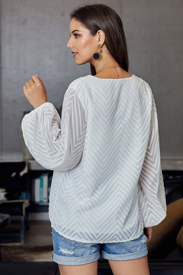 Balloon Sleeve Textured Blouse