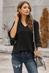 Flare Sleeve V Neck Loose Blouse