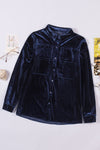 Retro Velvet Pocket Long Sleeve Shirt