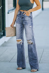 High Waist Distressed Ripped Hole Flare Jeans