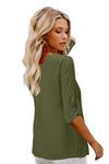 Button Detail Roll up Sleeve Blouse