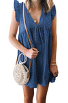 V Neck Ruffled Sleeves Perforating Babydoll Dress
