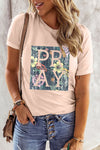 Letter Heart-shaped Rugby Graphic Print Short Sleeve T-shirt