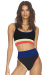 Spaghetti Straps Colorblock Ribbed High Waisted Swimsuit