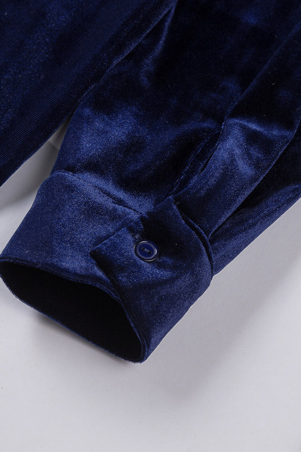 Retro Velvet Pocket Long Sleeve Shirt
