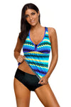 Wave Stripe Racerback Tankini Swimsuit