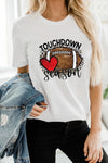 Letter Heart-shaped Rugby Graphic Print Short Sleeve T-shirt