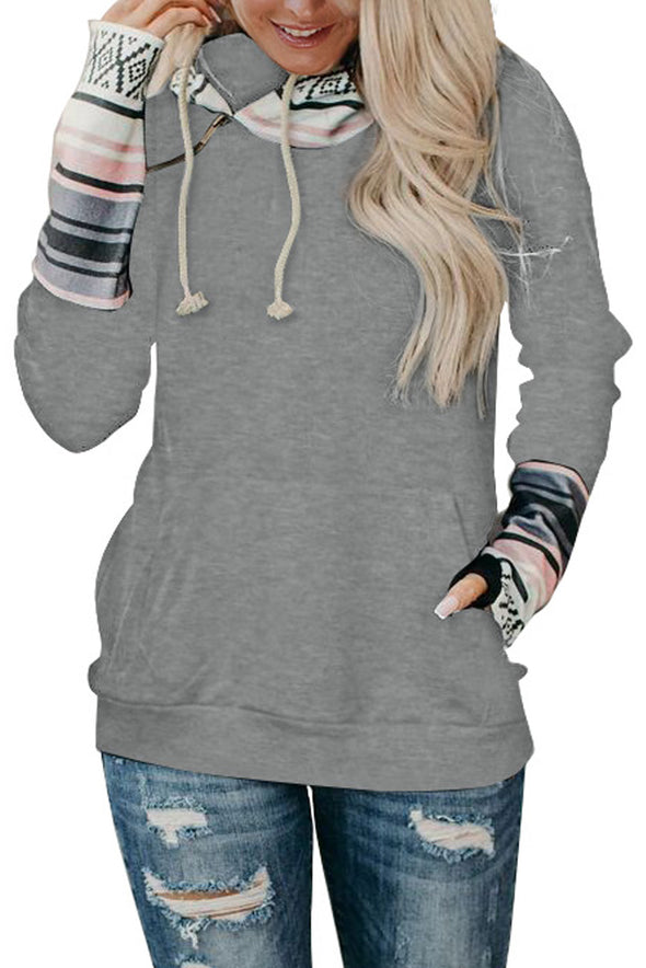 Double Hoods Thumb Hole Hoodie