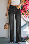 Raw Hem Straight Leg Jeans