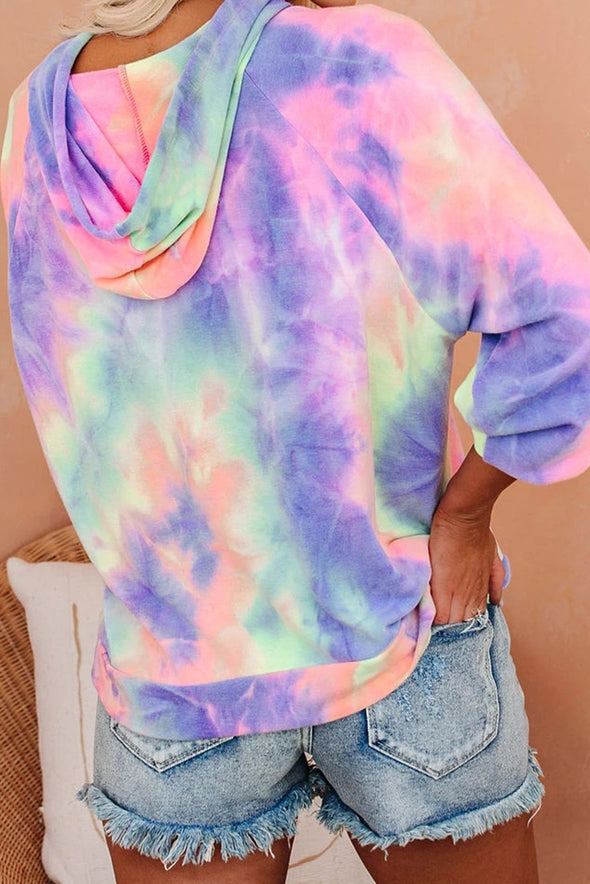 Multicolor Tie-dye Knit Hoodie