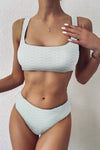 Scalloped Edges Ribbed Bikini