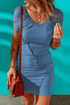 Lace Sleeve Ribbed Bodycon Dress