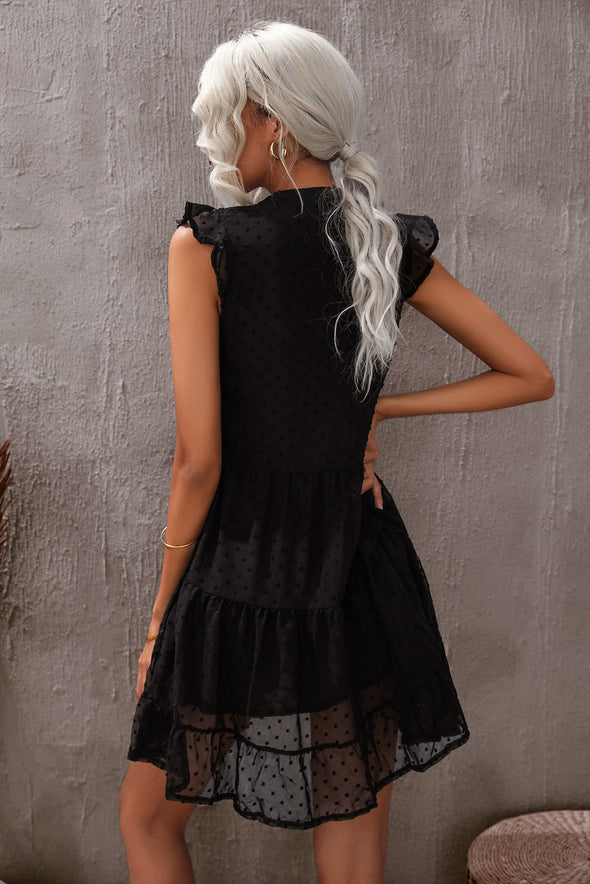 Swiss Dot Tiered Babydoll Mini Dress