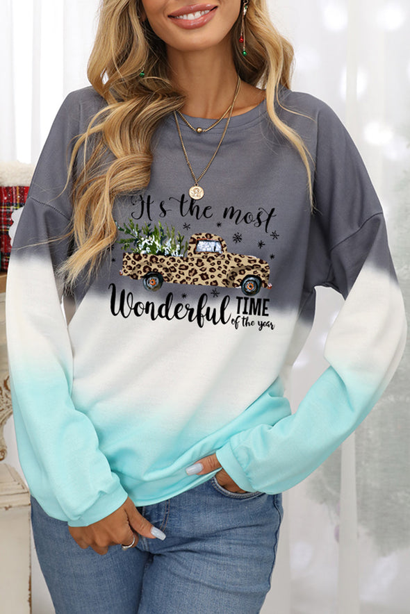 Color Block Tie Dye Pullover Sweatshirt