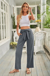 Elastic Waist Drawstring Wide Leg Pants