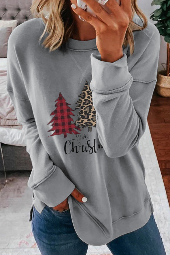 Dropped Sleeve Fashion Print Christmas Sweatshirt