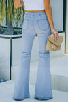 High Waist Pockets Bell Jeans