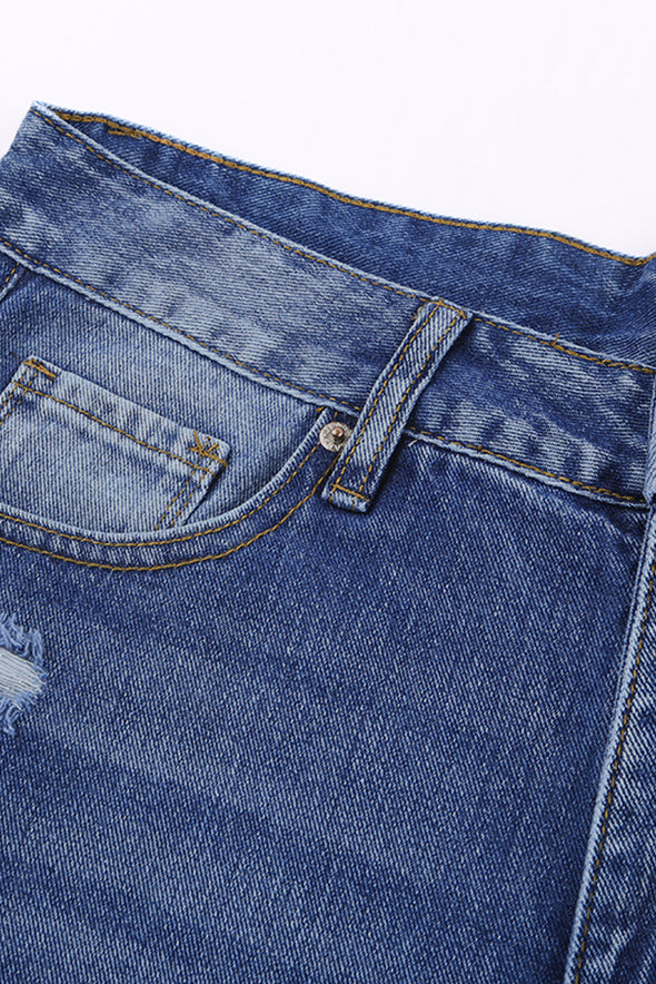 Fading Distressed Holes Crop Jeans