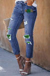 Fading Distressed Holes Crop Jeans