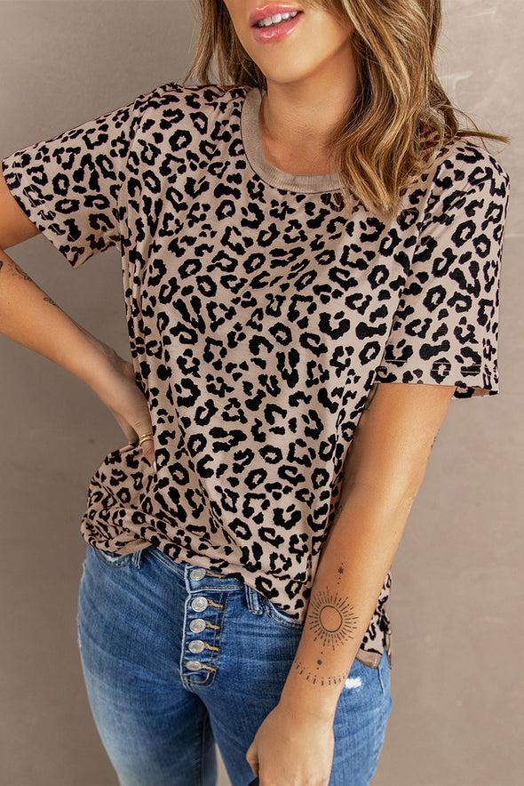 Crew Neck Camo Side Split T-shirt