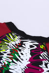 Floral Striped Patchwork Rashguard One-piece Swimsuit