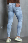 Men's Skull Print Patchwork Distressed Skinny High Waist Jeans