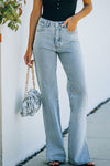High Rise Slit Anklet Flare Jeans