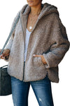 Zip Up Sherpa Hooded Coat with Pocket