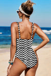 Floral Print Lattice Plunge One Piece Swimsuit