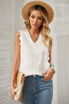 Wine Red Lace V Neck Tank Top