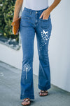 Vintage Casual Pocket Flared Jeans