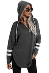Striped Side Split V Neck Hoodie