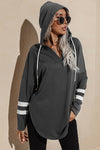 Striped Side Split V Neck Hoodie
