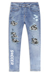 Men's Skull Print Patchwork Distressed Skinny High Waist Jeans
